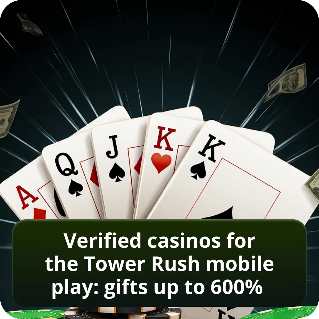 Verified Casinos for the Tower Rush Mobile Play: Gifts up to 600%